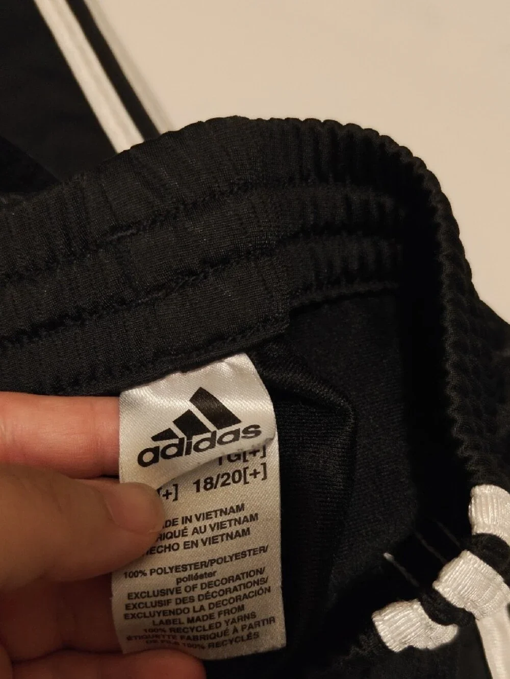 adidas Black Joggers with White Three-Stripe Trim - Picture 2 of 3